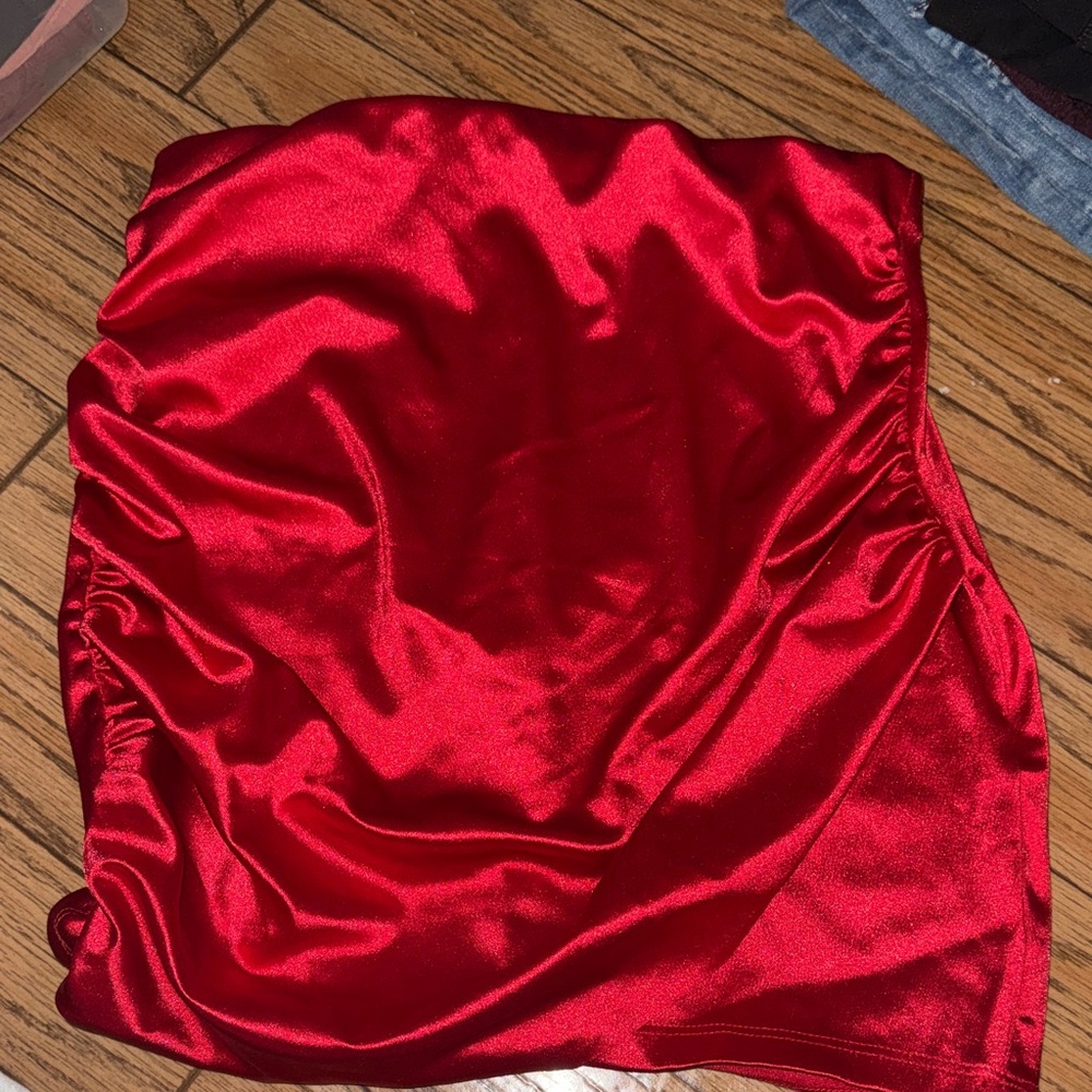 Windsor Red Satin Skirt